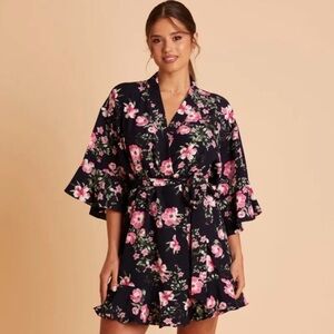 Birdy Grey Black Pink Floral "Kenny" Robe XL/ XXL